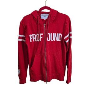 Profound Aesthetic Red Zip-Up Logo Hoodie With Pockets  Size S